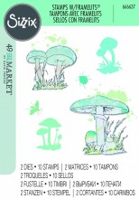 Sizzix™ A5 Clear Stamps Set 10PK w/2PK Framelits® Die Set Painted Pencil Mushrooms by 49 and Market