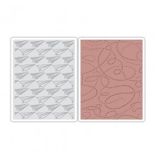 Tim Holtz® Alterations | Texture Fades™ Embossing Folders - Paper Airplane & Dotted Lines Set