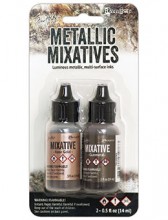 Tim Holtz Adirondack Alcohol Ink Metallic Mixatives - Gunmetal & Rose Gold