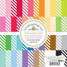 Doodlebug Design Petite Prints Double-Sided Paper Pad 6"X6" - Candy Stripe-Sprinkles