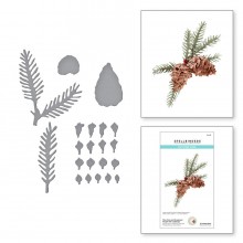 Pine Cone and Evergreen Bough with Ladybugs Etched Dies S4-1112
