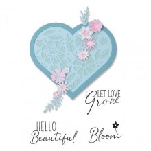 Sizzix Framelits Die Set 3PK w/3PK Stamps - Blooming Heart by Olivia Rose