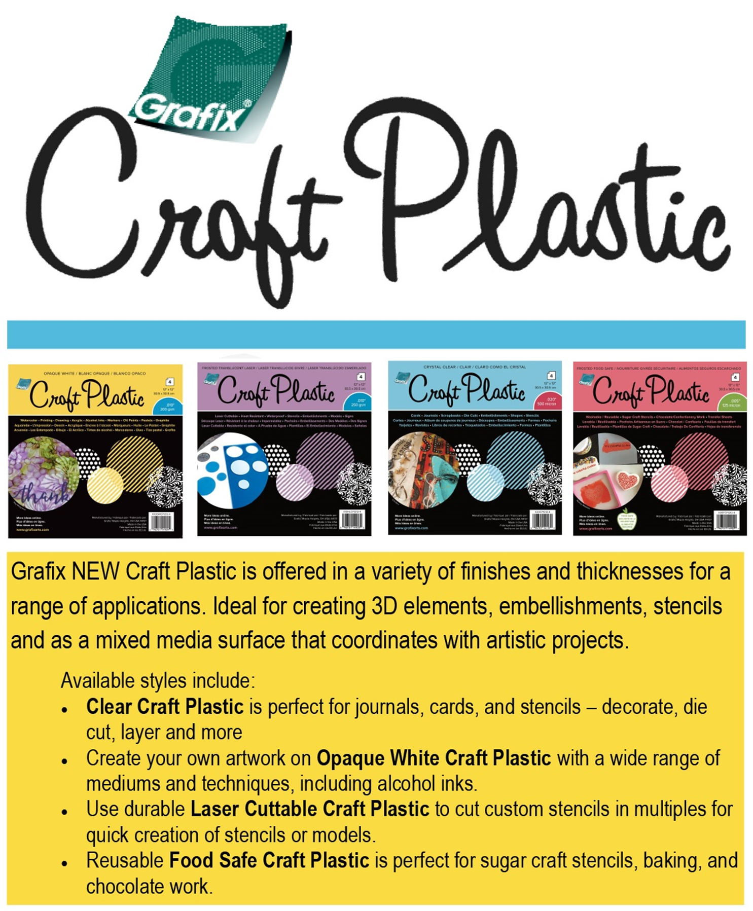 Grafix Clear Craft Plastic .020 (Heavy) - 12 x 12 - Marco's Paper