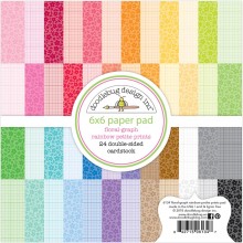 Doodlebug Design Petite Prints Double-Sided Paper Pad 6"X6" - Floral-Graph Rainbow