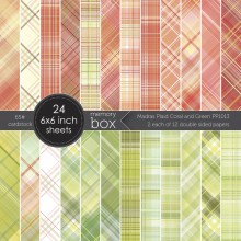 Memory Box Madras Plaid Coral and Green 6x6 Paper Pack PP1013