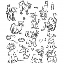 Tim Holtz® Stampers Anonymous Cling Mount Sets -- Mini Crazy Cats & Dogs CMS272