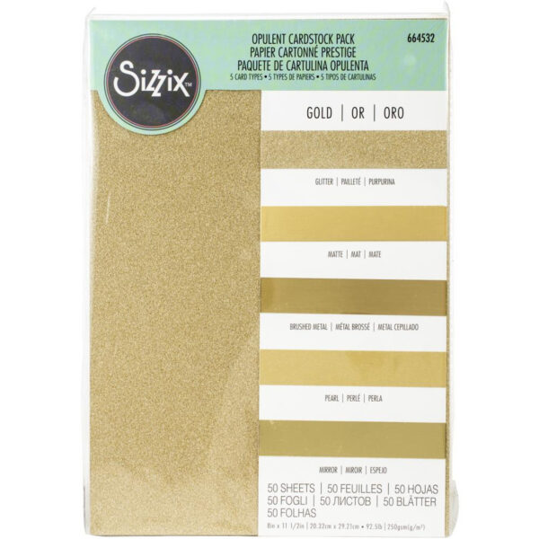 Sizzix Surfacez - The Opulent Cardstock Pack, 8 1/4" x 11 3/4", Gold - Image 2