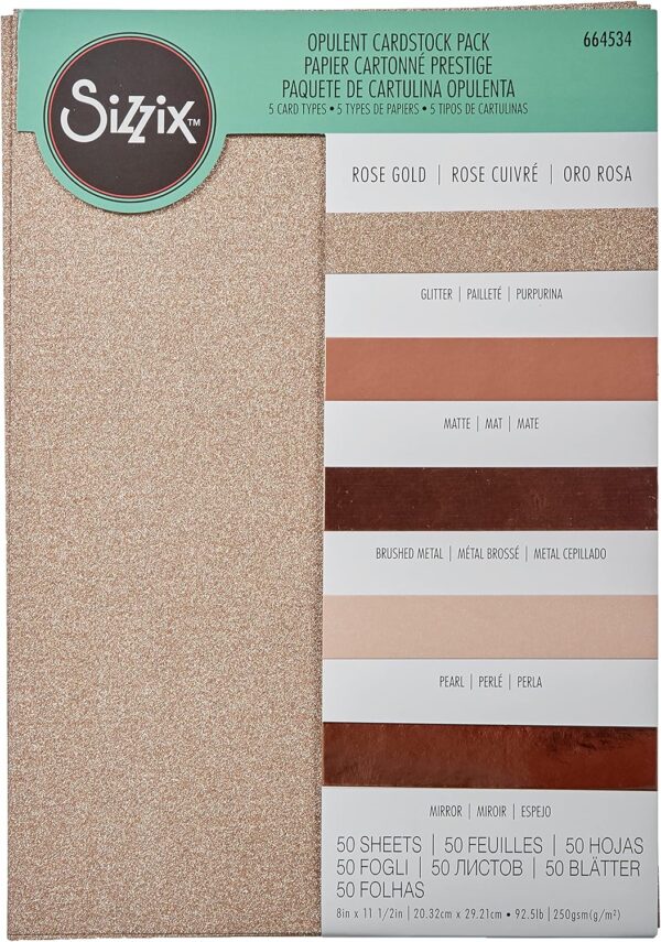 Sizzix Surfacez - The Opulent Cardstock Pack, 8 1/4" x 11 3/4", Rose Gold - Image 2
