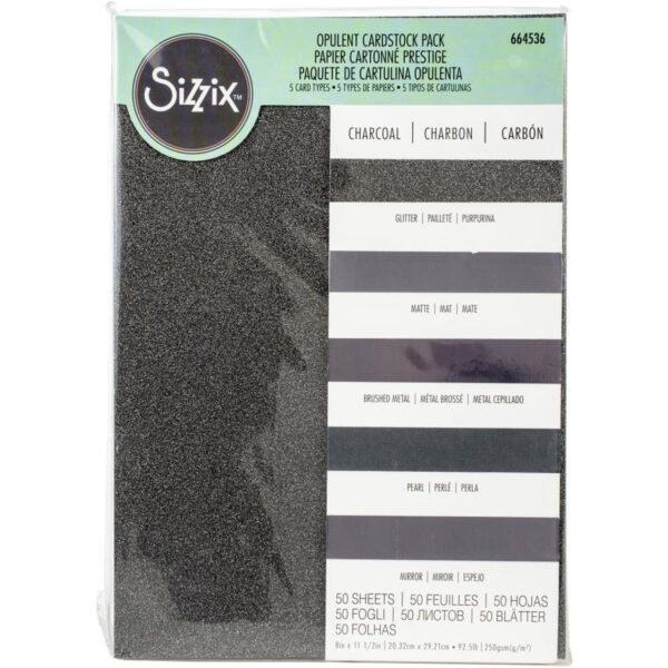 Sizzix Surfacez - The Opulent Cardstock Pack, 8 1/4" x 11 3/4", Charcoal - Image 2