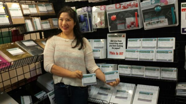 Futura Coated Cover is used by Lisa Yang of Local King Rubber Stamps in her demos at conventions!