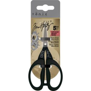 Tim Holtz® Left-Handed Kushgrip Nonstick Micro-Serrated 5" Mini-Snips