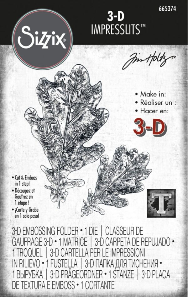 Tim Holtz® Alterations | 3-D Impresslits™ Embossing Folder - Oak Leaf
