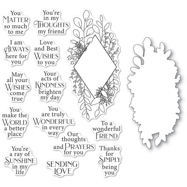 Poppystamps Clear Stamp & Die Set -- Diamond Sentiments CB498