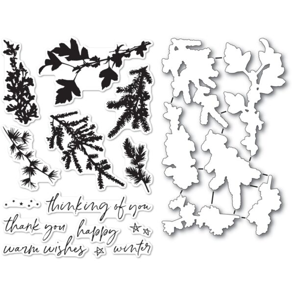 Open Studio Clear Stamp & Die Set - Winter Greenery CL5235-D