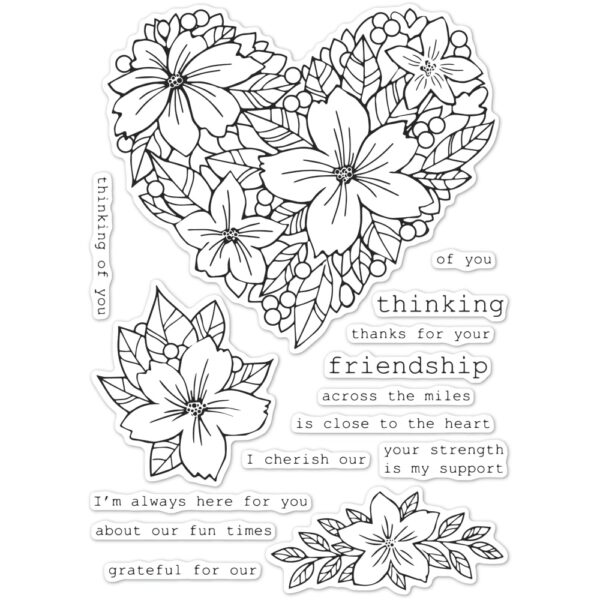 Open Studio Clear Stamp Set - Friendship Floral Heart CL5250