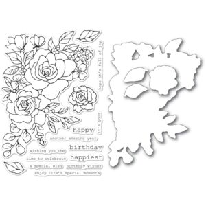 Open Studio Clear Stamp & Die Set - Birthday Rose Corner CL5251-D