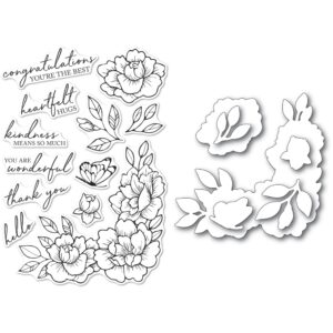 Open Studio Clear Stamp & Die Set - Peony Garden Corner CL5255-D