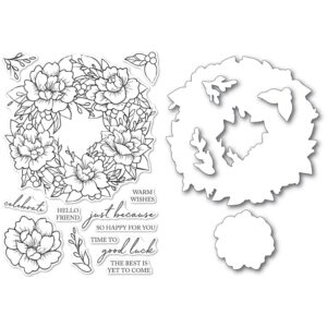 Open Studio Clear Stamp & Die Set - Peony Garden Wreath CL5257-D