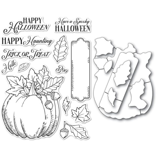 Open Studio Clear Stamp & Die Set - Halloween Pumpkin CL5264-D
