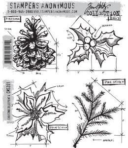 Tim Holtz® Stampers Anonymous Cling Mount Sets -- Christmas Blueprint 4 CMS201