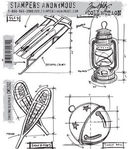 Tim Holtz® Stampers Anonymous Cling Mount Sets -- Christmas Blueprint 5 CMS202