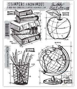 Tim Holtz® Stampers Anonymous Cling Mount Sets -- Schoolhouse Blueprint CMS230