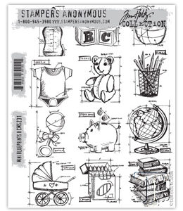 Tim Holtz® Stampers Anonymous Cling Mount Sets -- Mini Blueprints 8 CMS231