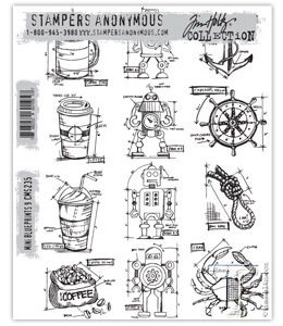 Tim Holtz® Stampers Anonymous Cling Mount Sets -- Mini Blueprints 9 CMS235