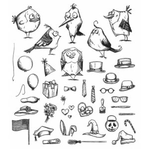 Tim Holtz® Stampers Anonymous Cling Mount Sets -- Mini Bird Crazy & Things CMS250