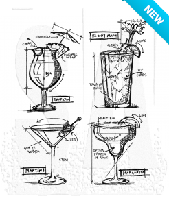 Tim Holtz® Stampers Anonymous Cling Mount Sets -- Cocktails Blueprint CMS335