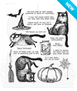 Tim Holtz® Stampers Anonymous Cling Mount Sets -- Snarky Cat Halloween CMS407
