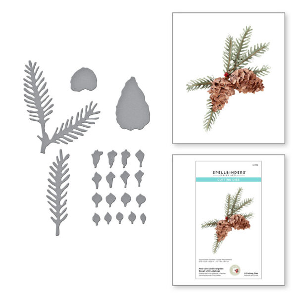 Pine Cone and Evergreen Bough with Ladybugs Etched Dies S4-1112