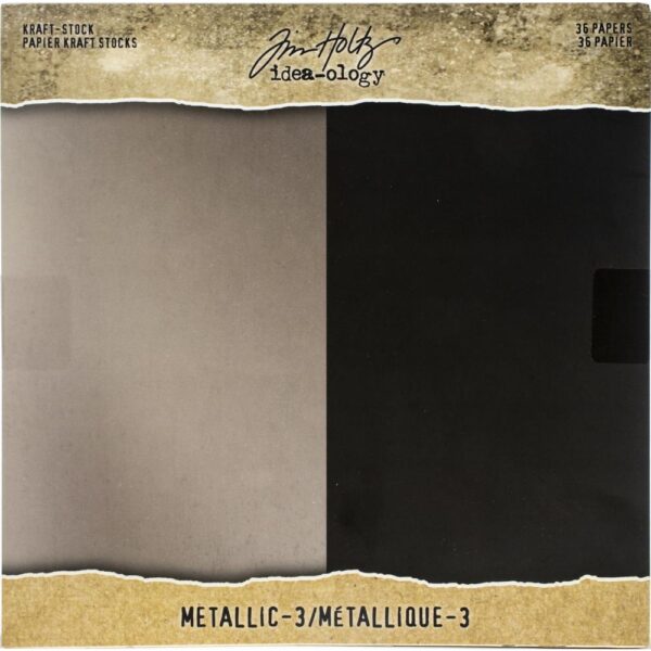 Tim Holtz® Idea-ology™ 8" x 8" Paper Stash - Metallic Kraft Stock 3 Champagne/Onyx