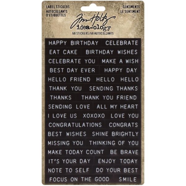 Tim Holtz® Idea-ology™ Paperie - Label Stickers Sentiments