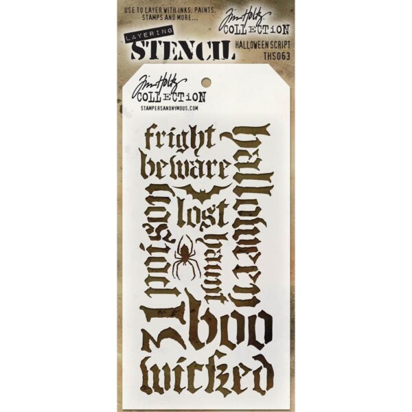 Tim Holtz® Stampers Anonymous Layering Stencils -- Halloween Script THS063