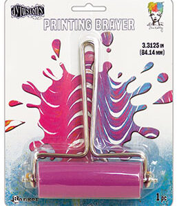 Ranger Gel Plate Printing Brayer - Medium with Pink Roller