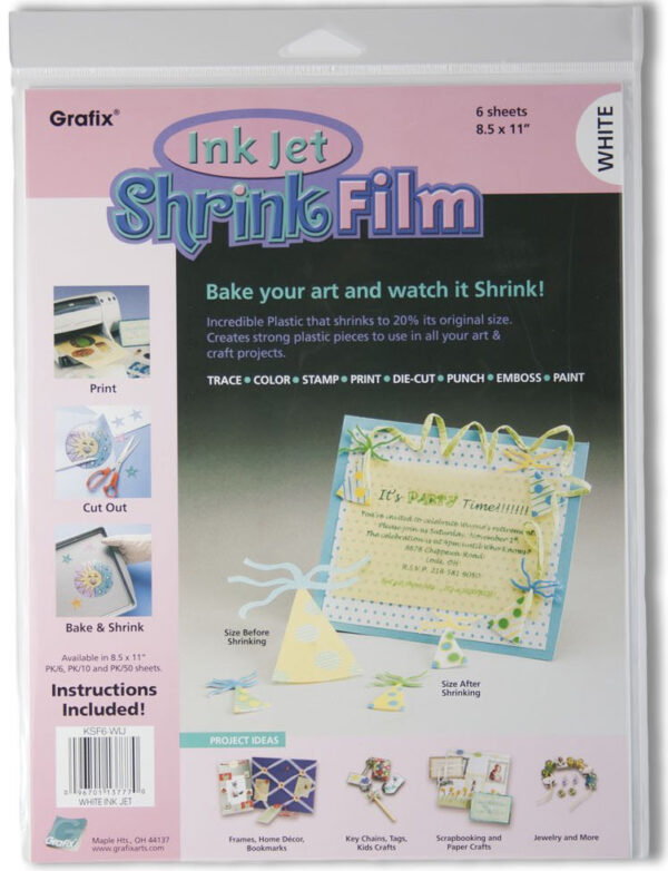 Grafix Inkjet Printable Shrink Film -- White