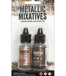 Tim Holtz Adirondack Alcohol Ink Metallic Mixatives - Gunmetal & Rose Gold
