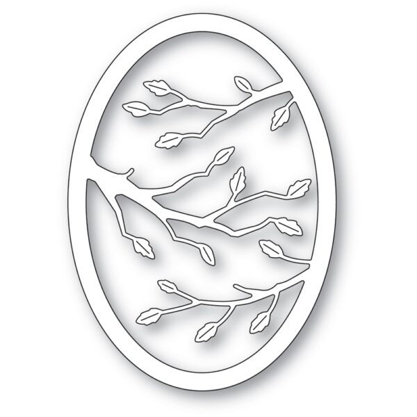 Poppystamps Craft Die - Leafy Branch Oval 2491