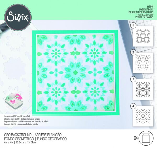Sizzix Layered Stencils 4PK - Geo Background