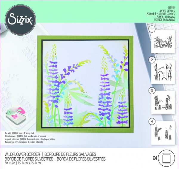 Sizzix Layered Stencils 4PK - Wildflower Border