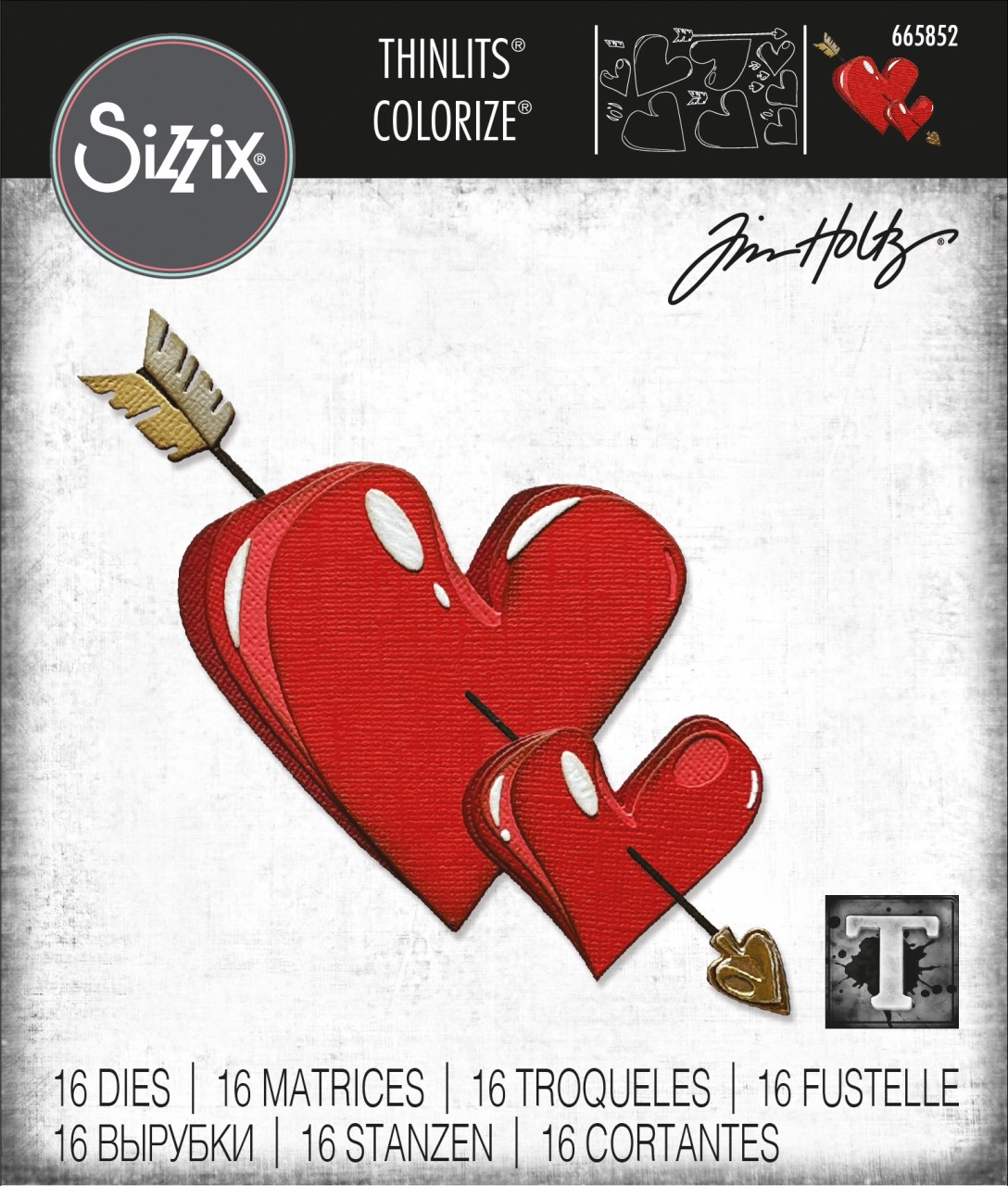 Tim Holtz® Alterations | Sizzix Thinlits™ Die Set 16 Pack - Lovestruck, Colorize