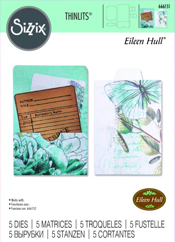 Sizzix® Thinlits® Die Set 5PK - Library Pocket, ATC Card & Tabs by Eileen Hull®