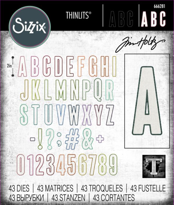 Tim Holtz® Alterations | Sizzix Thinlits™ Die Set 43PK - Alphanumeric Bulletin
