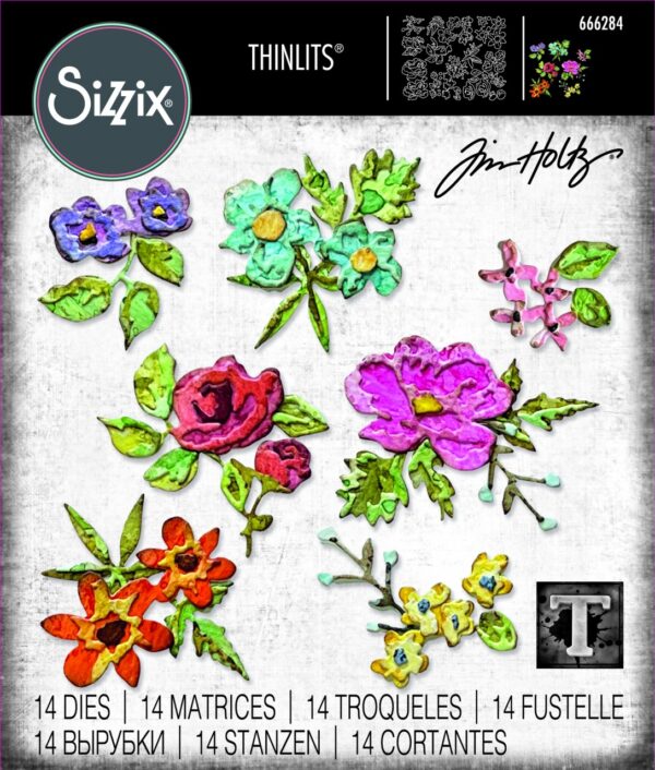 Tim Holtz® Alterations | Sizzix Thinlits™ Die Set 14PK - Brushstroke Flowers Mini