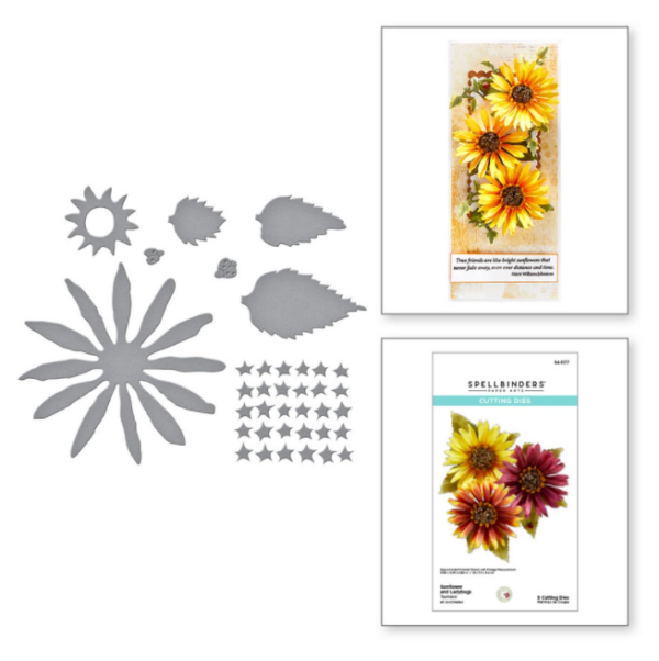 Sunflower and Ladybugs Etched Dies S4-1177
