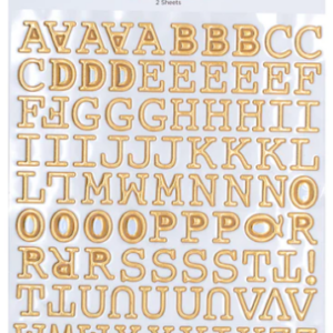 Gold Puffy Alphabet Stickers SCS-233