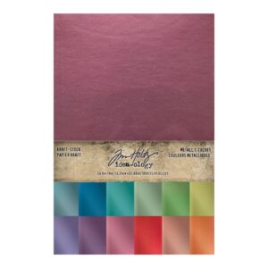 Tim Holtz® Idea-ology™ Paperie - Kraft-Stock Stack Cardstock Pad Metallic Colors 6"X9" 24/Pkg
