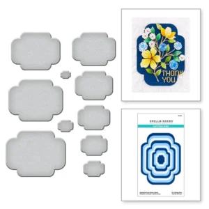 Essential Four Petal Labels Etched Dies S5-563