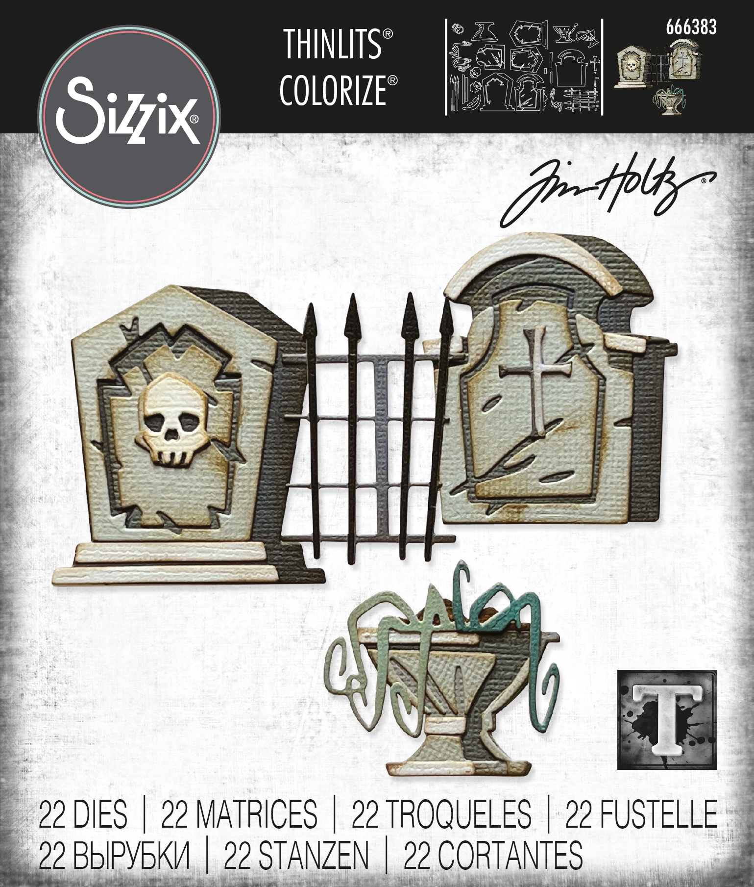 Tim Holtz® Alterations | Sizzix Thinlits™ Die Set 22PK - Graveyard, Colorize®